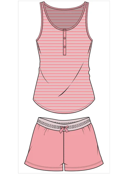 Cami Und Knickers Nightwear Set Für Frauen Und Teen Mädchen — Stockvektor