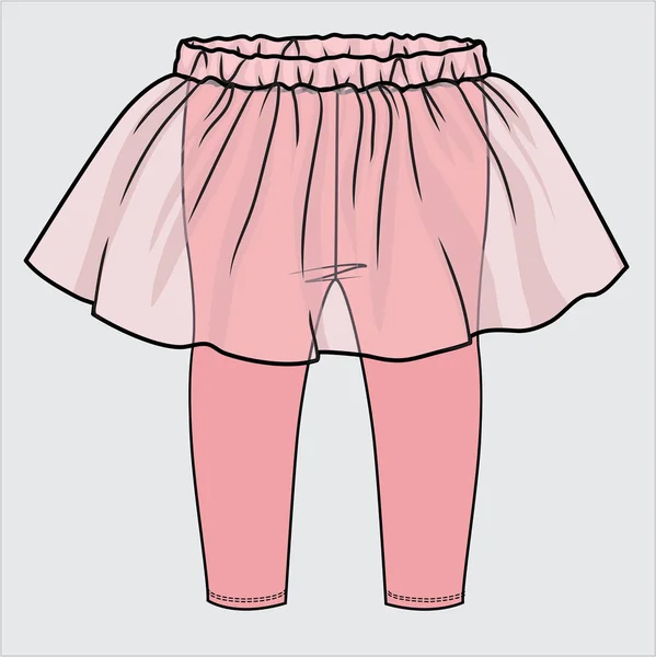 Leggings Attached Skirt Baby Girls — Stockový vektor