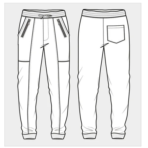 Pantalones Planos Ilustración Moda Vista Trasera Frontal — Vector de stock