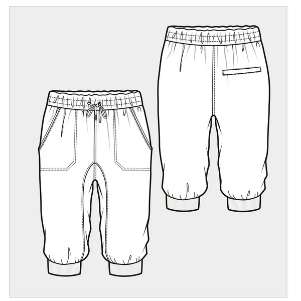 Pantalones Planos Ilustración Moda Vista Trasera Frontal — Vector de stock