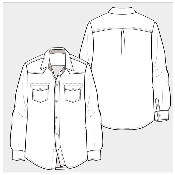 Men Shirt Sketch Vector Illustration Back Front View — Stock Vector