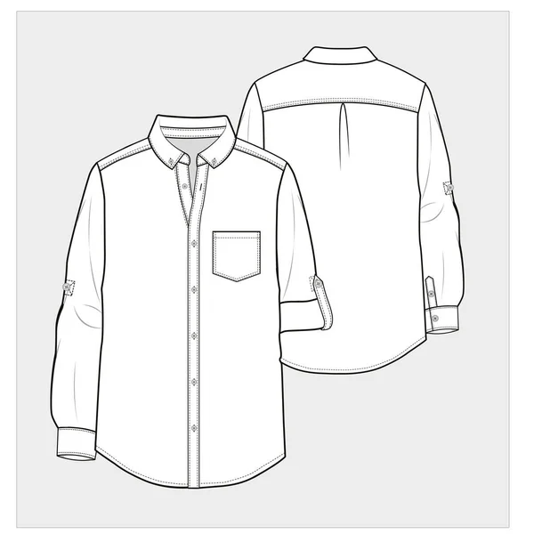 男性用のシャツ スケッチ ベクトル図 後ろと正面の景色 — ストックベクタ