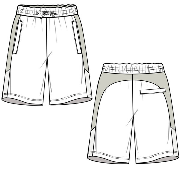 flat illustration of male shorts. vector. sketch. front and back 