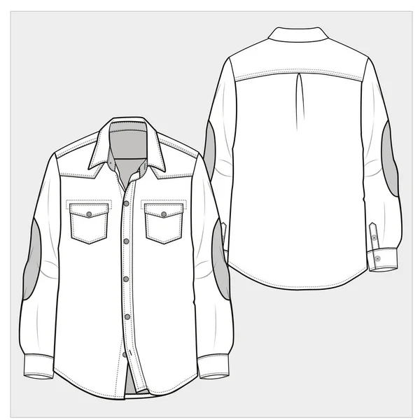 Camisa Homem Ilustração Vetorial Esboço Vista Traseira Frontal — Vetor de Stock