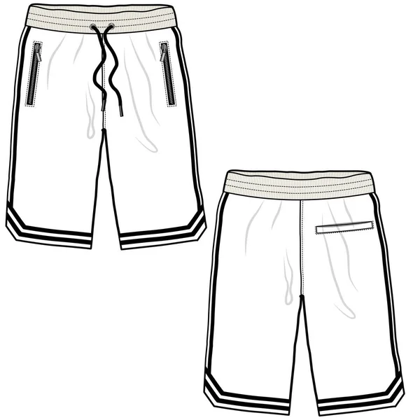 Illustration Plate Shorts Masculins Vecteur Croquis Avant Arrière — Image vectorielle