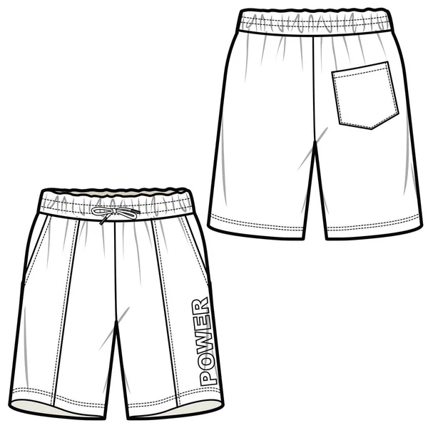 Platt Illustration Manliga Shorts Vektor Skiss Fram Och Bak — Stock vektor