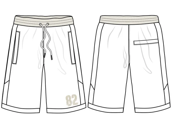 Flat Illustration Male Shorts Vector Sketch Front Back — Stock Vector