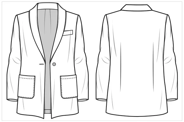 Illustrazione Vettoriale Piatta Donna Blazer Vista Anteriore Posteriore — Vettoriale Stock