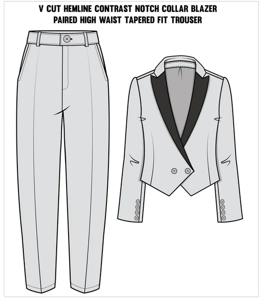 stock vector fashion sketch. women blazer and trousers. vector illustration 