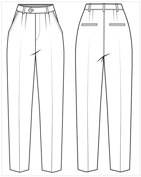 Plochý Náčrt Šablony Dámských Kalhot — Stockový vektor