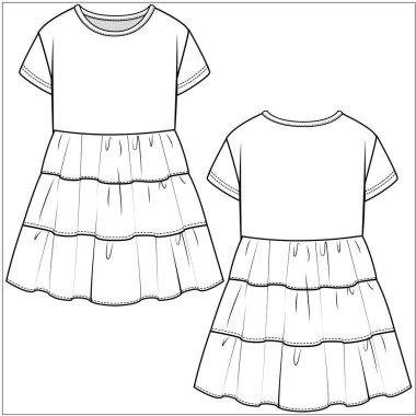 Düzenlenebilir vektörde giysinin ön ve arka görünümü