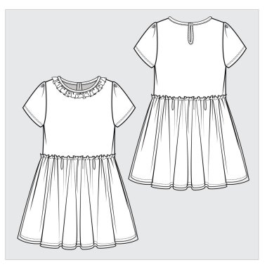 Düzenlenebilir vektörde giysinin ön ve arka görünümü