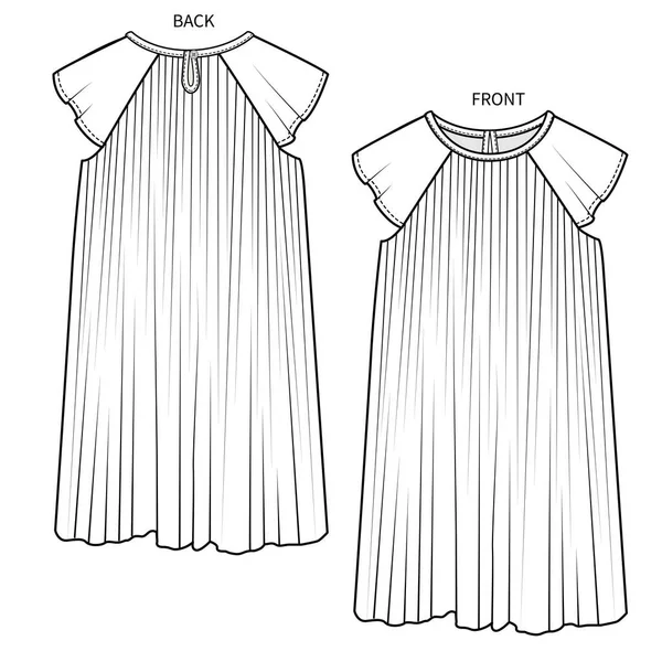 編集可能なベクトル内のドレスのフロントとバックビュー — ストックベクタ