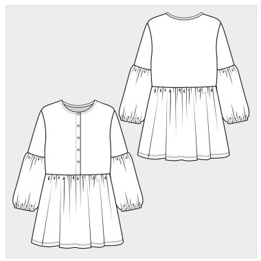 Düzenlenebilir vektör içindeki genç kızlar ve kız çocukları için ön ve arka görünüm