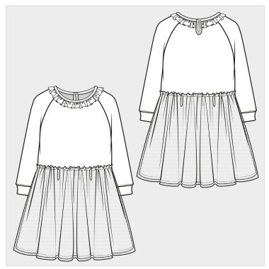 Düzenlenebilir vektör içindeki genç kızlar ve kız çocukları için ön ve arka görünüm