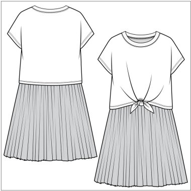 Düzenlenebilir vektör içindeki genç kızlar ve kız çocukları için ön ve arka görünüm