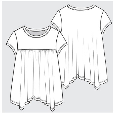 Düzenlenebilir vektörde kızların ön ve arka görünümü örer