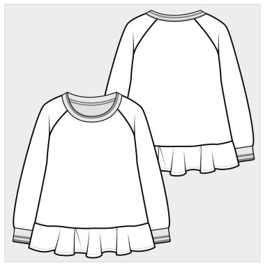 Düzenlenebilir vektör dosyasındaki kız ve kız çocuklar için ön ve arka görünüm