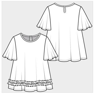 Düzenlenebilir vektör dosyasındaki kız ve kız çocuklar için ön ve arka görünüm