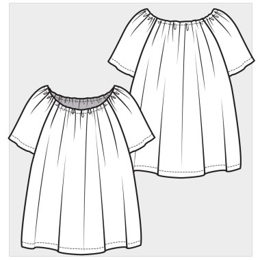 Düzenlenebilir vektör dosyasındaki kız ve kız çocuklar için ön ve arka görünüm