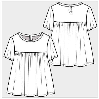 Düzenlenebilir vektör dosyasındaki kız ve kız çocuklar için ön ve arka görünüm