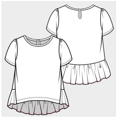 Düzenlenebilir vektör dosyasındaki kız ve kız çocuklar için ön ve arka görünüm