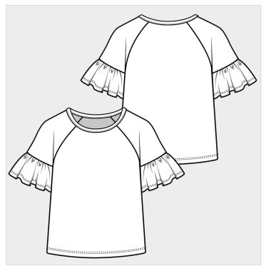 Düzenlenebilir vektördeki tee 'nin ön ve arka görünümü