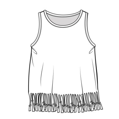 Düzenlenebilir vektör dosyasında yeleklerin düz çizimi ve düğümlenmiş kenarları