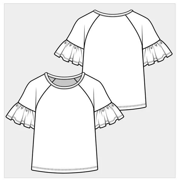Vista Frontal Trasera Camiseta Vector Editable — Archivo Imágenes Vectoriales