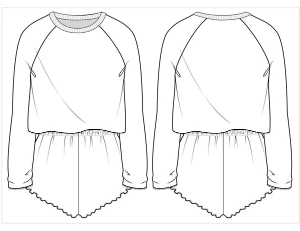 Mujeres Knit Teddy Juego Nightwear Editable Vector File — Archivo Imágenes Vectoriales