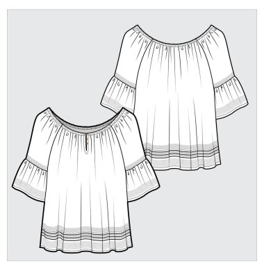 Düzenlenebilir vektör içindeki kadınlar için üstün ön ve arka görünümü