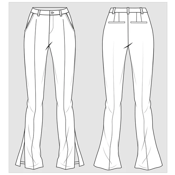 Vista Frontal Trasera Los Pantalones Mujer Vector Editable — Archivo Imágenes Vectoriales
