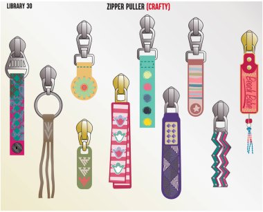 fashion design latest trend zipper slider and pullers clipart