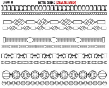 Elmas ve zirkon kaplı parlak metal zincirler.