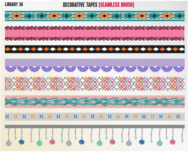 Decorative Twill Tapes Seamless Brush — Stock Vector
