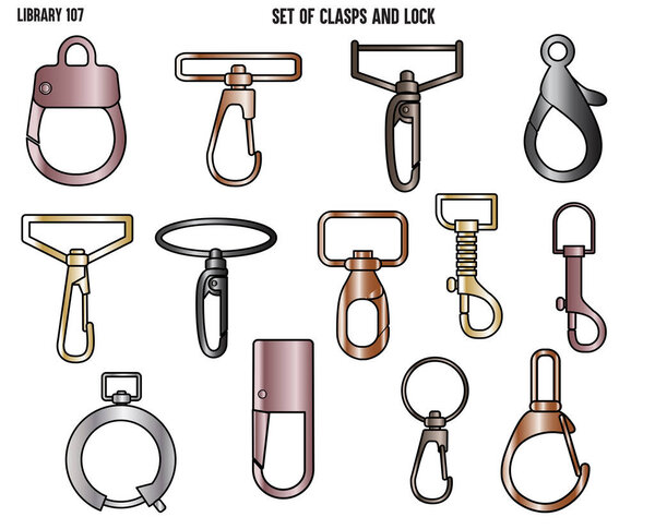 clasps, accesssories fastners, bags fastners, backpack fastners and lock flat sketch