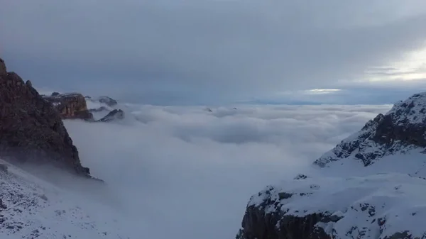 stock image hiking in dolomiti di brenta in the beginning of winter season