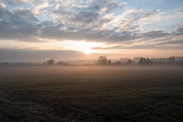 Misty Morning Czech Countryside Landscape Autumn — Stock Photo, Image
