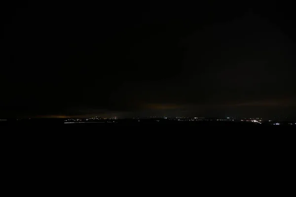 Dark Countryside Landscape City Distance Night — Stock Photo, Image
