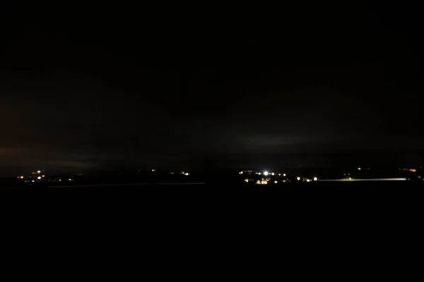 Dark Countryside Landscape City Distance Night — Stock Photo, Image