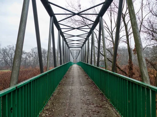 Пешеходный Мост Через Небольшую Реку Парке — стоковое фото
