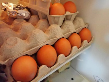 Buzdolabında saklanmış yumurtaların ayrıntıları.