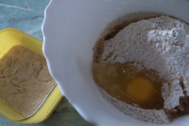 baking of a homemade fresh bread in kitchen