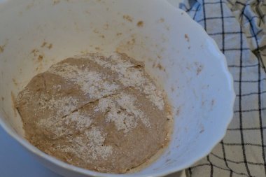 baking of a homemade fresh bread in kitchen