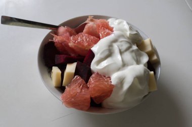 raw healthy fresh fruit and vegetable salad