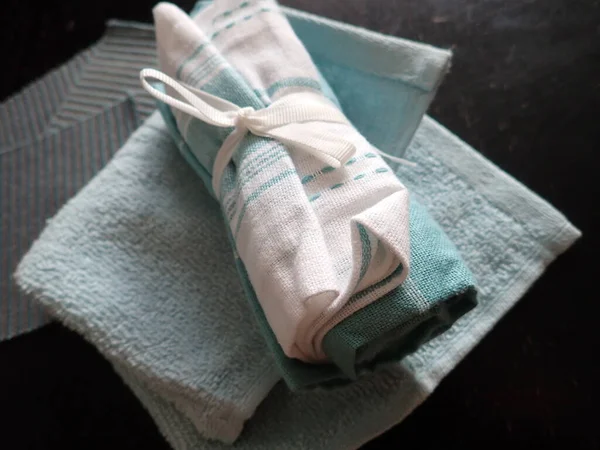 luxury kitchen towel folded on a table for serving