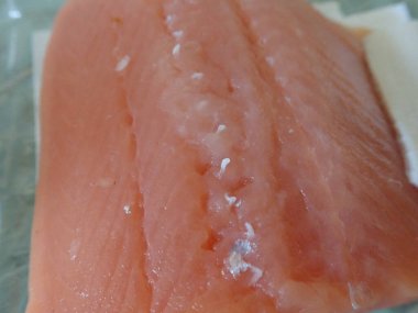 raw salmoun fillet ready to cook  in kitchen