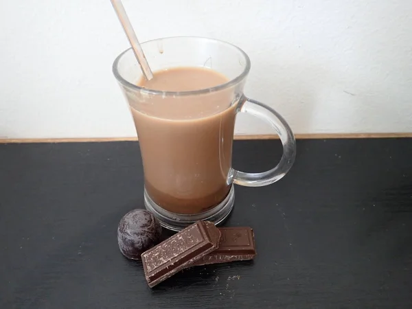 Glas Kaffee Und Schokoladencreme — Stockfoto