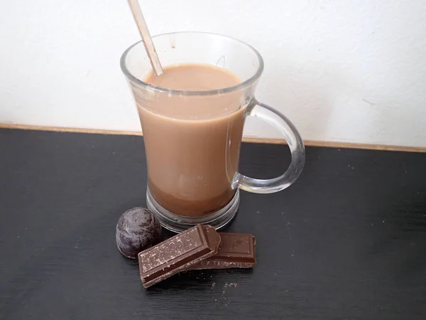 Glas Kaffee Und Schokoladencreme — Stockfoto