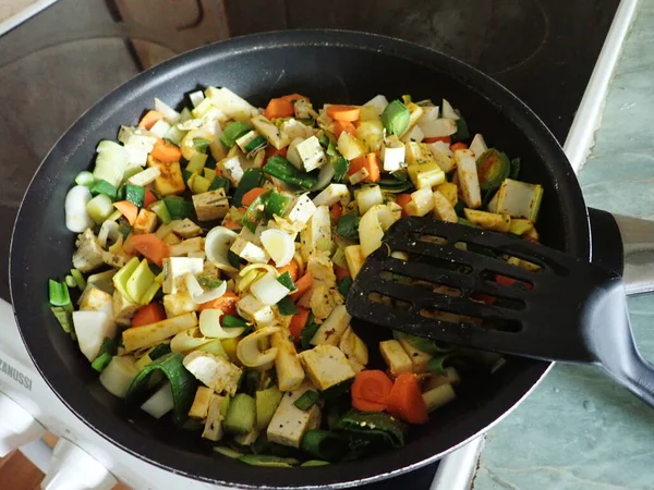 Zelfgemaakte Bereiding Van Een Verse Groente Curry Keuken — Stockfoto